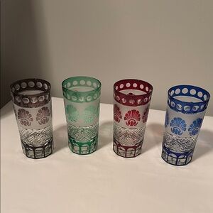 Vintage Shannon Crystal Cut To Clear Shell 10oz Highball/Water Glasses Set 4